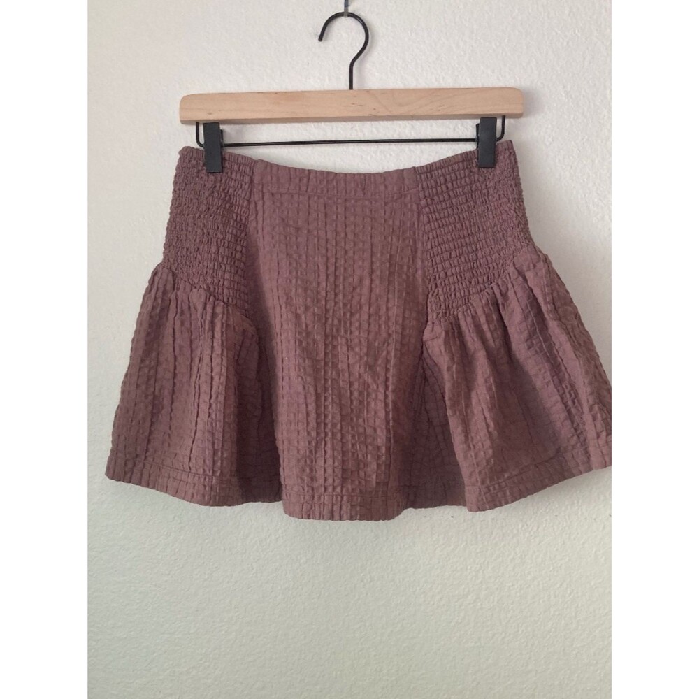 FREE PEOPLE Free-est Drew Pucker Check Skirt Mauve Small Boho Summer - Picture 2 of 7